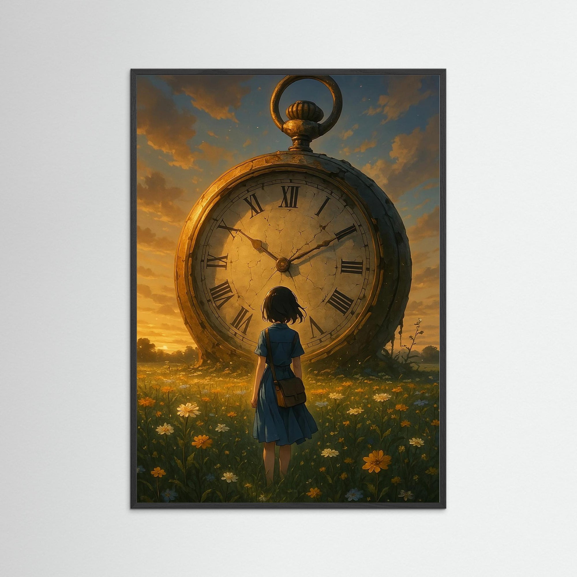 Time Bloom als Kunstwerk mit schwarzem Echtholzrahmen
