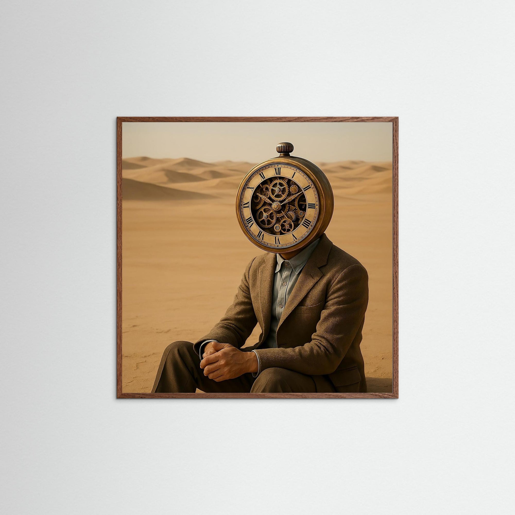 Timebound Identity als Kunstwerk mit Echtholzrahmen in Eiche Dunkel