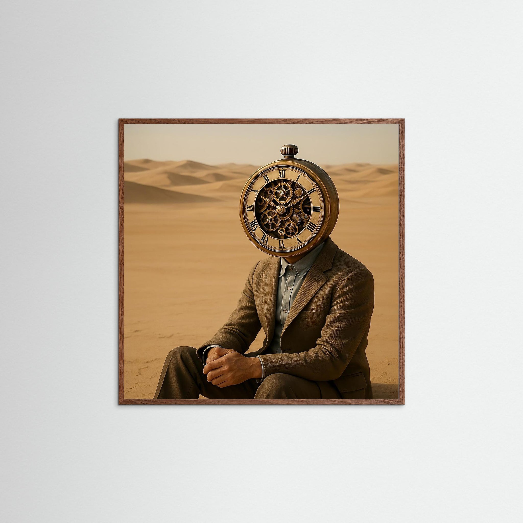 Timebound Identity als Kunstwerk mit Echtholzrahmen in Eiche Dunkel