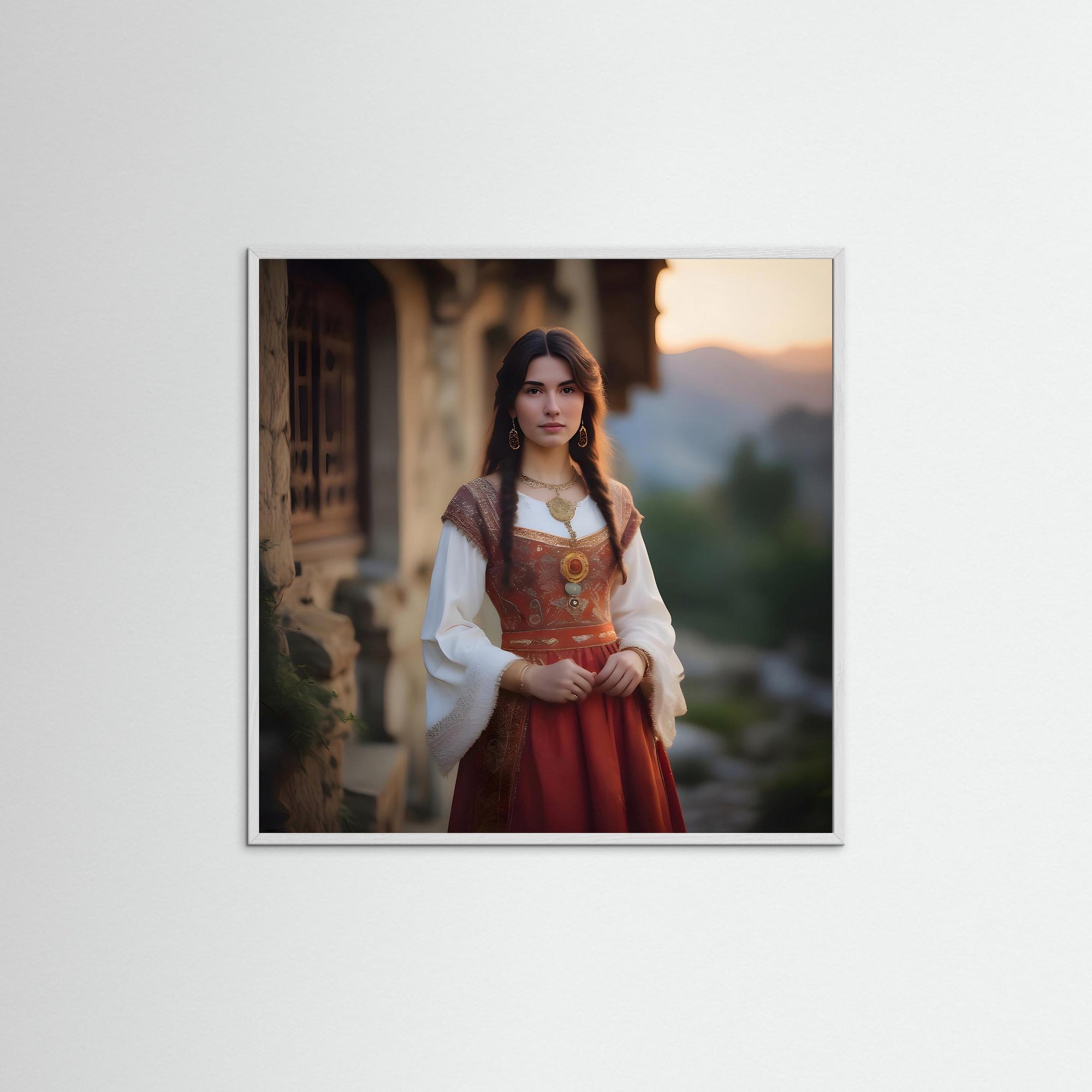 Timeless Beauty als Kunstmotiv mit weißem Echtholzrahmen