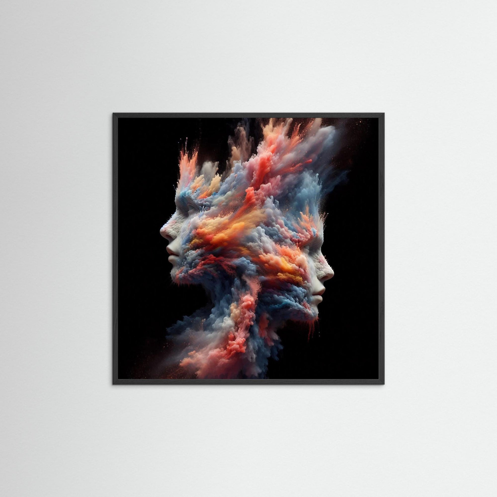 Twin Essence als Kunstwerk mit schwarzem Echtholzrahmen