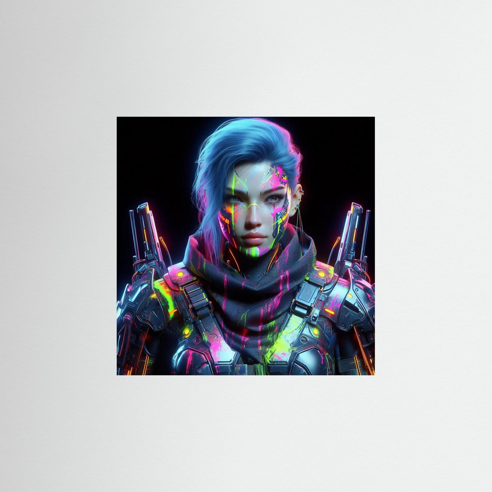 Neon Warrior – AI Art (Print)