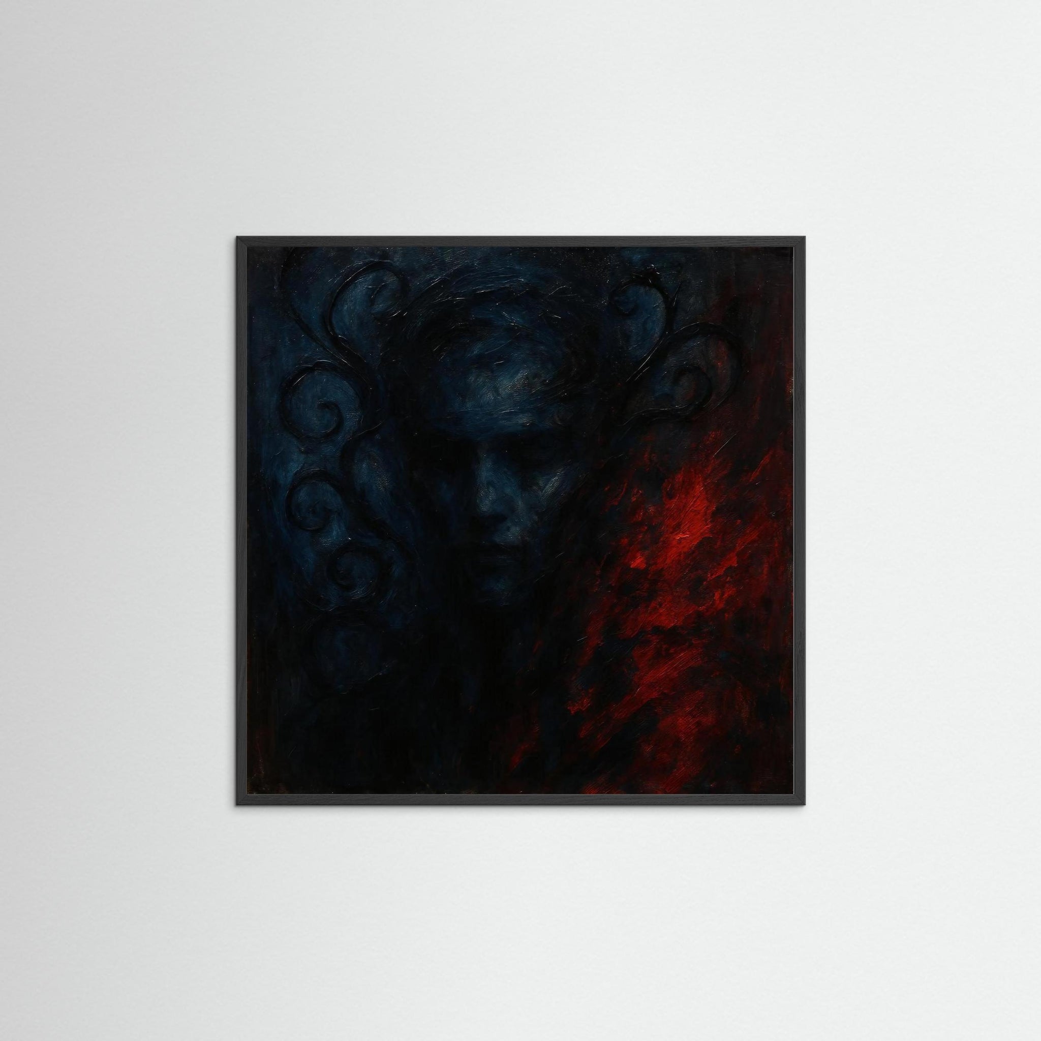 Veil of Shadows als Kunstwerk mit schwarzem Echtholzrahmen