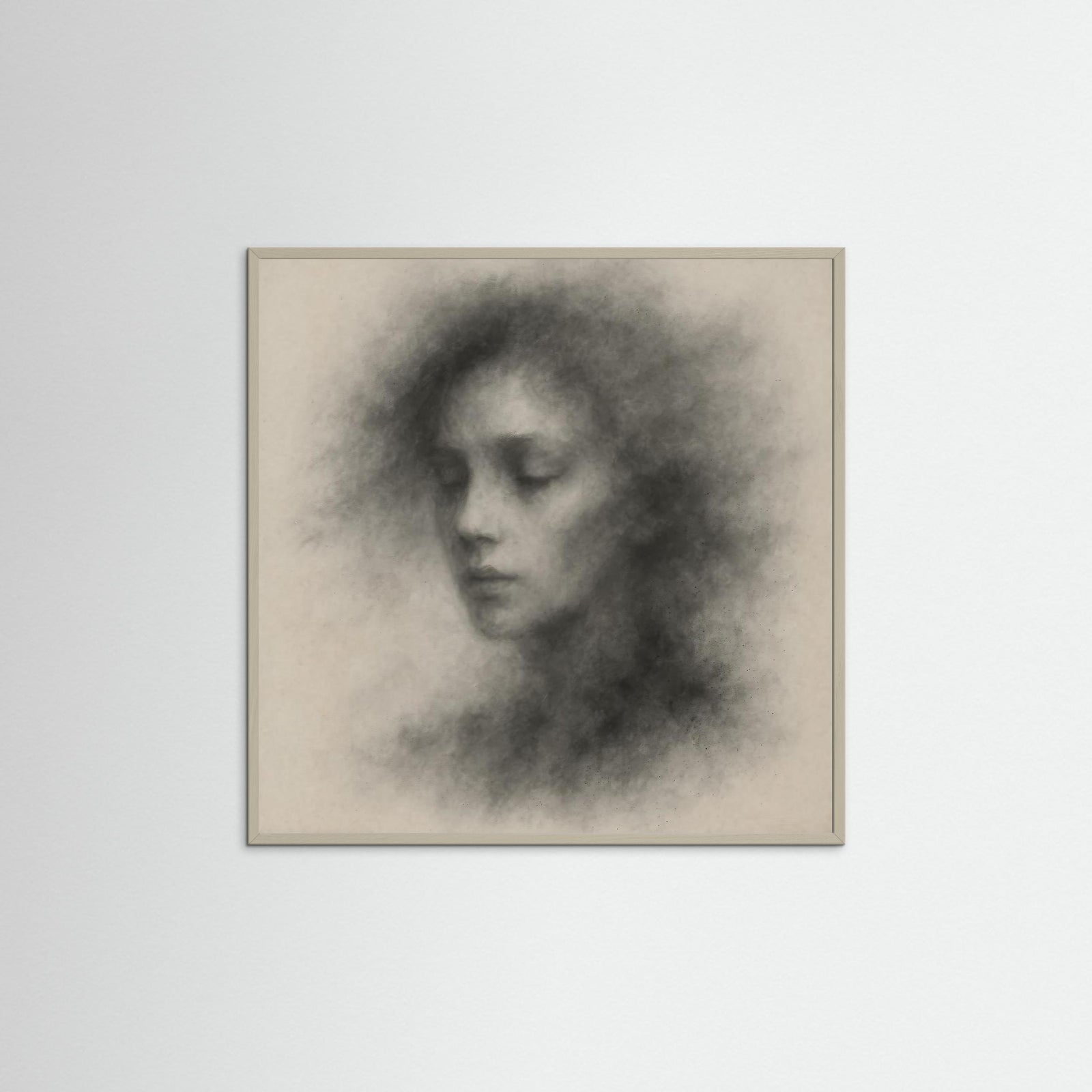 Veil of Silence als Kunstwerk mit grauem Echtholzrahmen