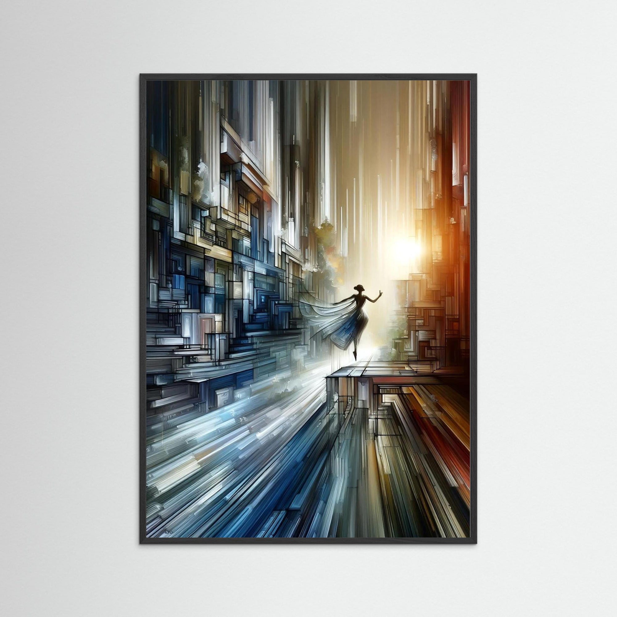 Vertical Escape als Kunstwerk mit schwarzem Echtholzrahmen