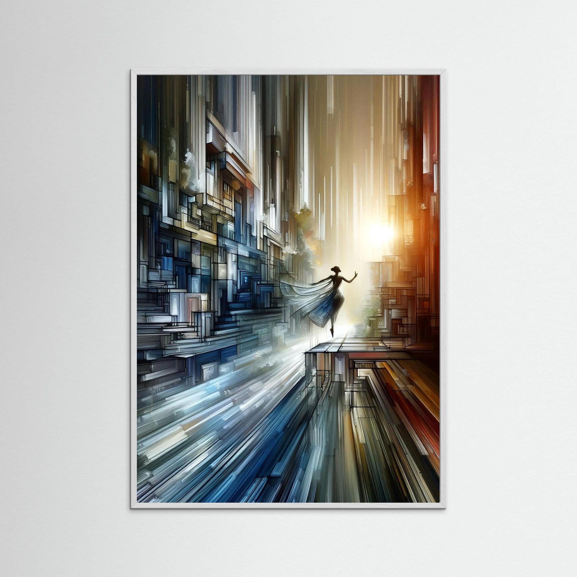 Vertical Escape als Kunstdruck mit weißem Echtholzrahmen