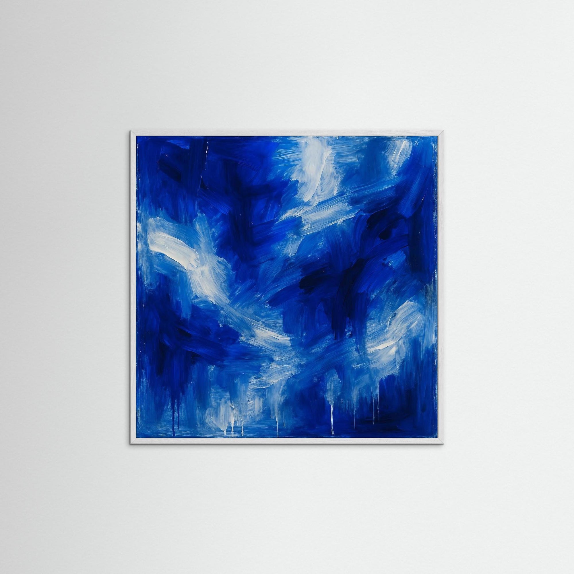Waves of Blue als Kunstdruck mit weißem Echtholzrahmen