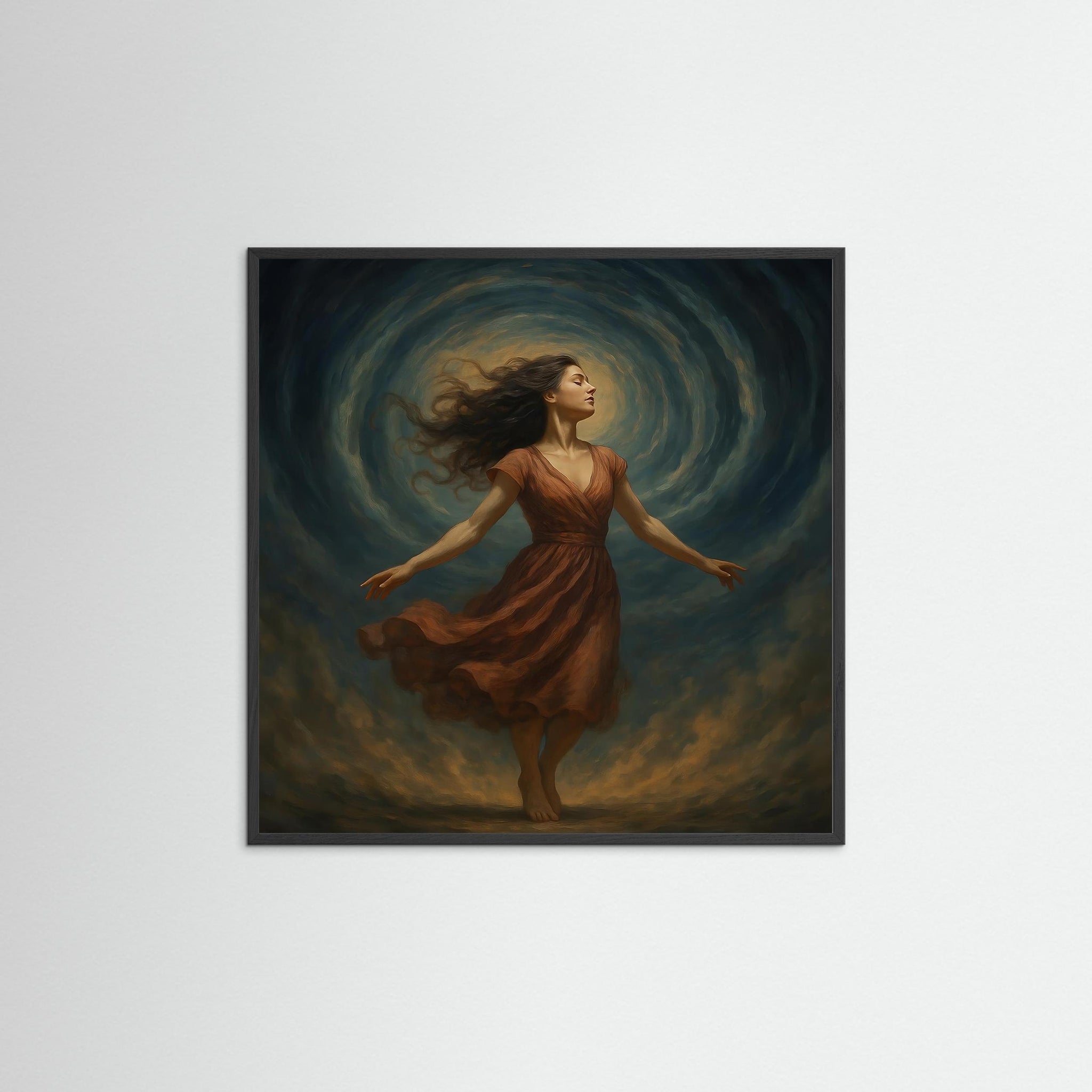 Whirl of Light als Kunstwerk mit schwarzem Echtholzrahmen