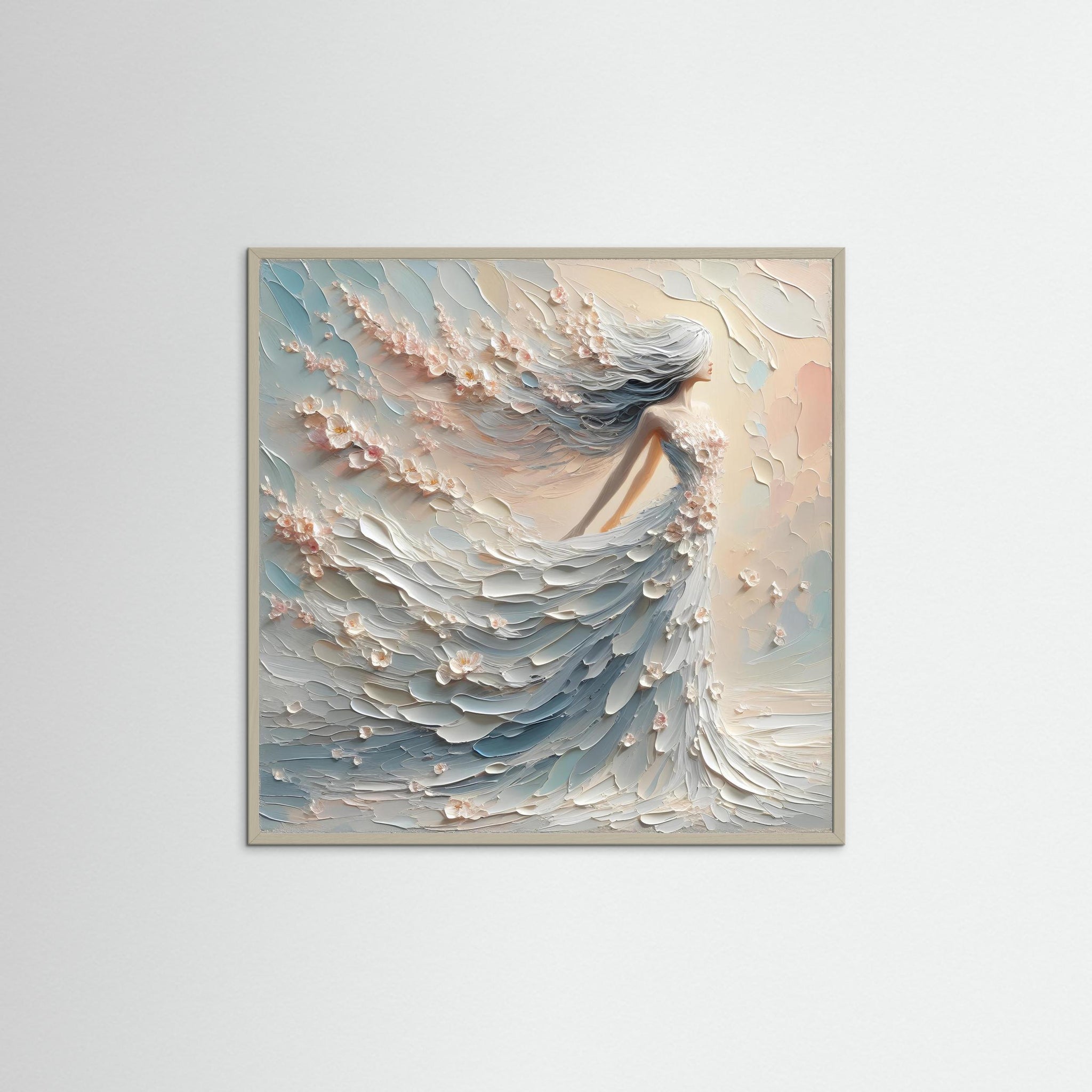 Whisper of Spring als Kunstwerk mit grauem Echtholzrahmen