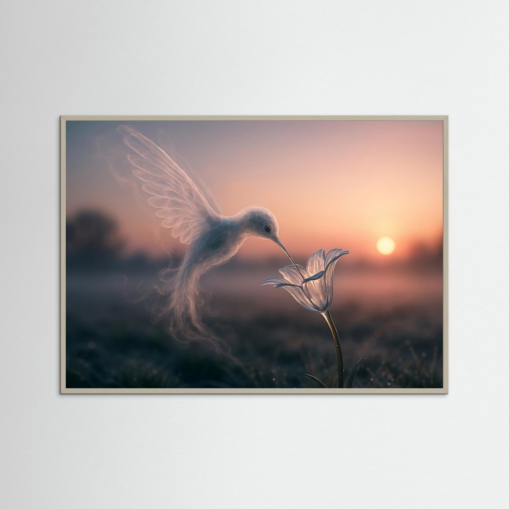 Whispering Nectar als Kunstwerk mit grauem Echtholzrahmen