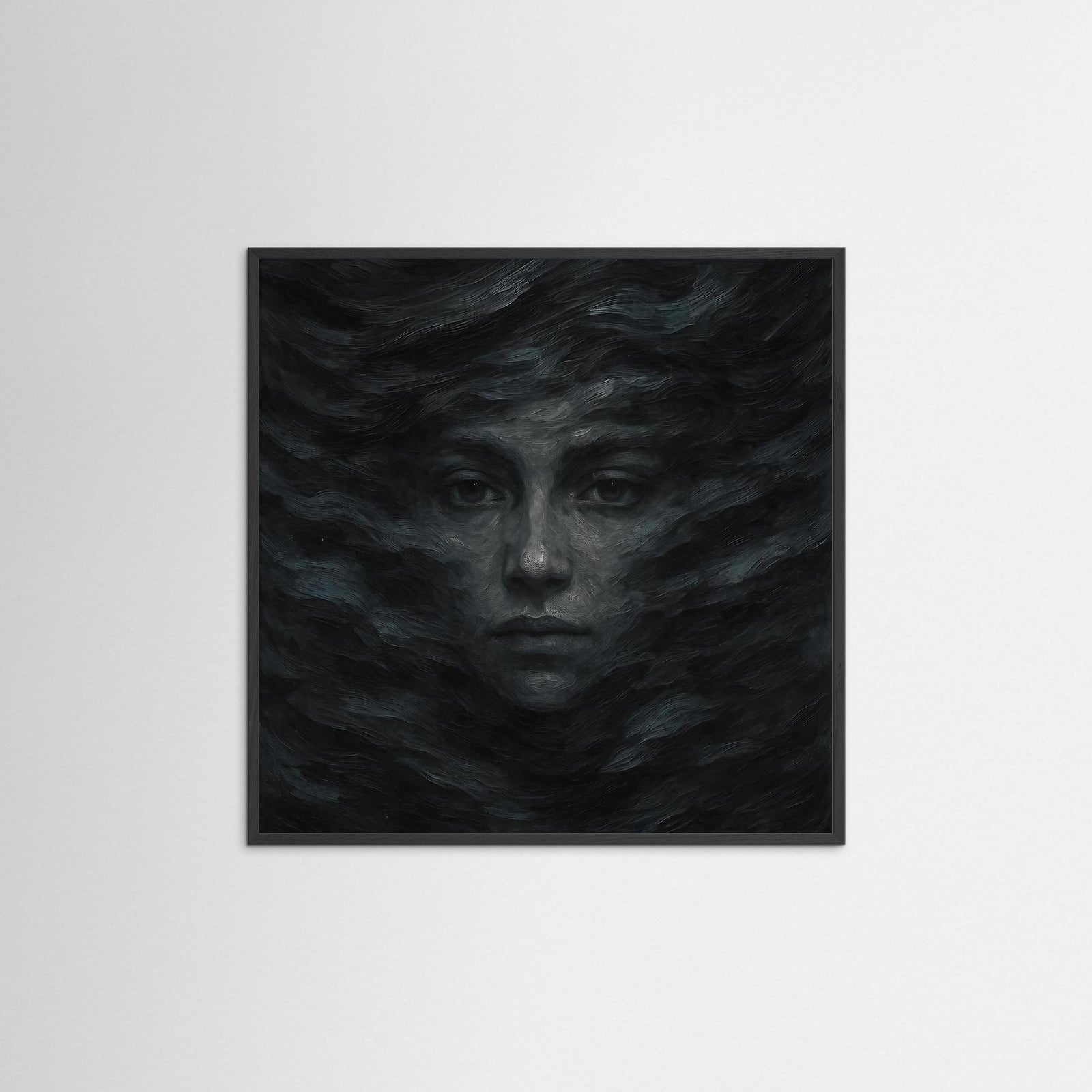 Whispers in the Dark als Kunstwerk mit schwarzem Echtholzrahmen