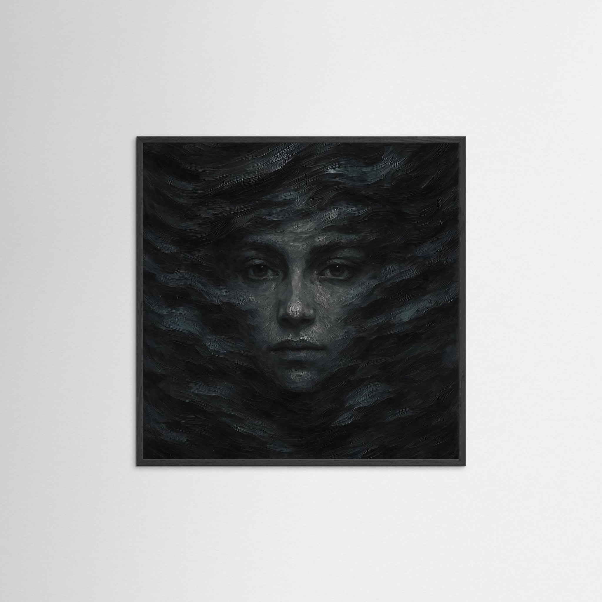 Whispers in the Dark als Kunstwerk mit schwarzem Echtholzrahmen
