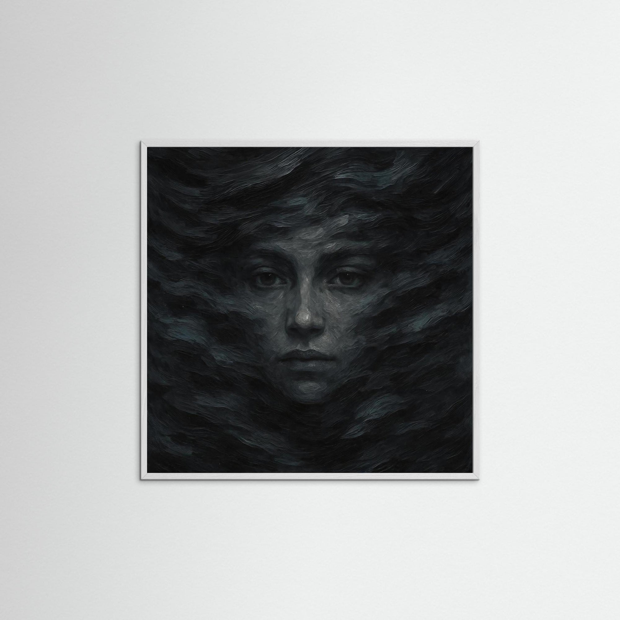 Whispers in the Dark als Kunstmotiv mit weißem Echtholzrahmen