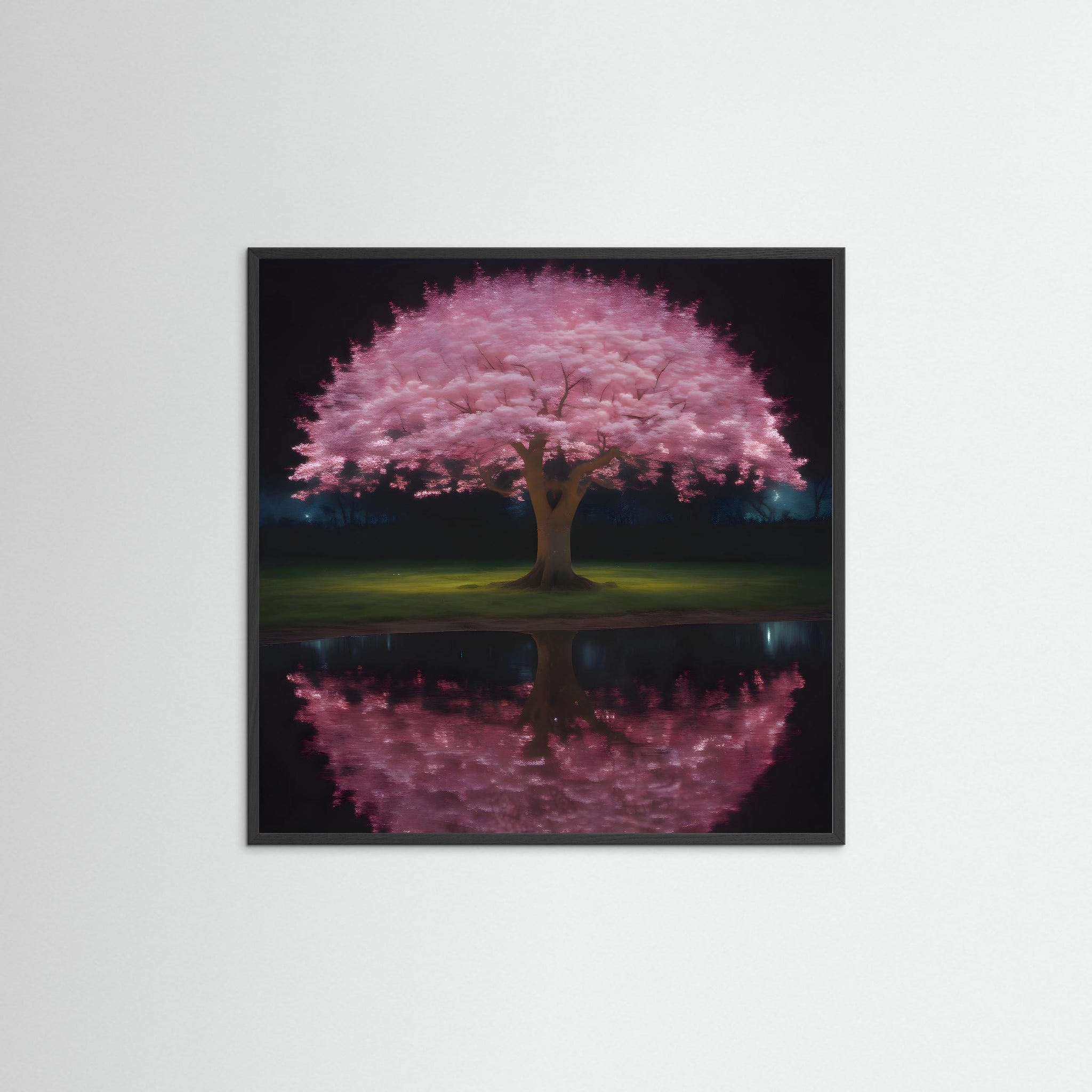 Whispers of Bloom als Kunstwerk mit schwarzem Echtholzrahmen