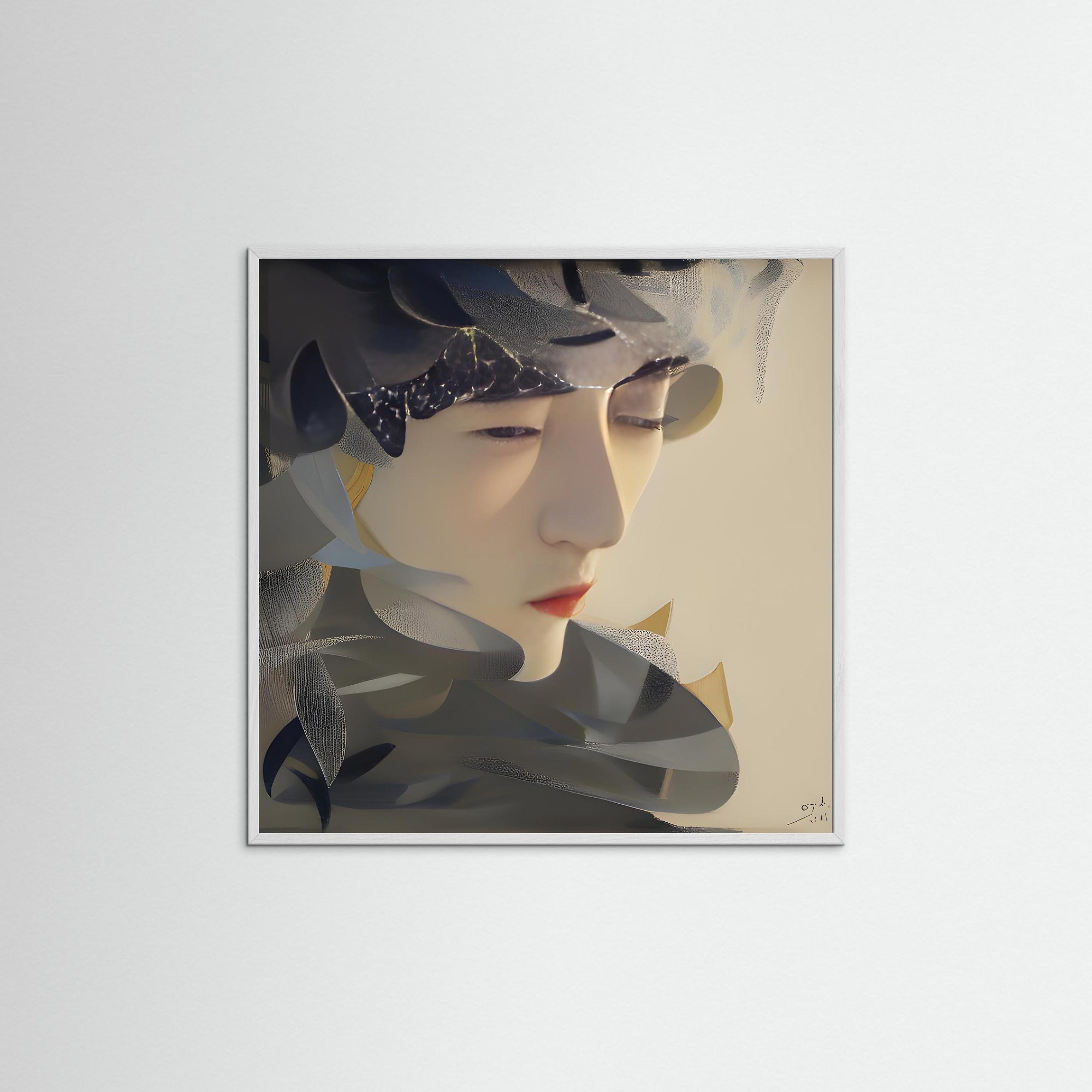 Whispers of Porcelain als Kunstmotiv mit weißem Echtholzrahmen