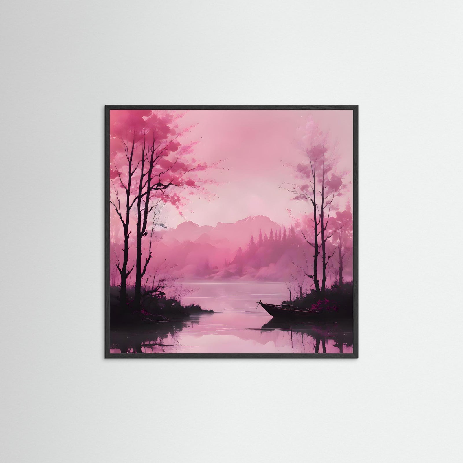 Whispers of Sakura als Kunstwerk mit schwarzem Echtholzrahmen