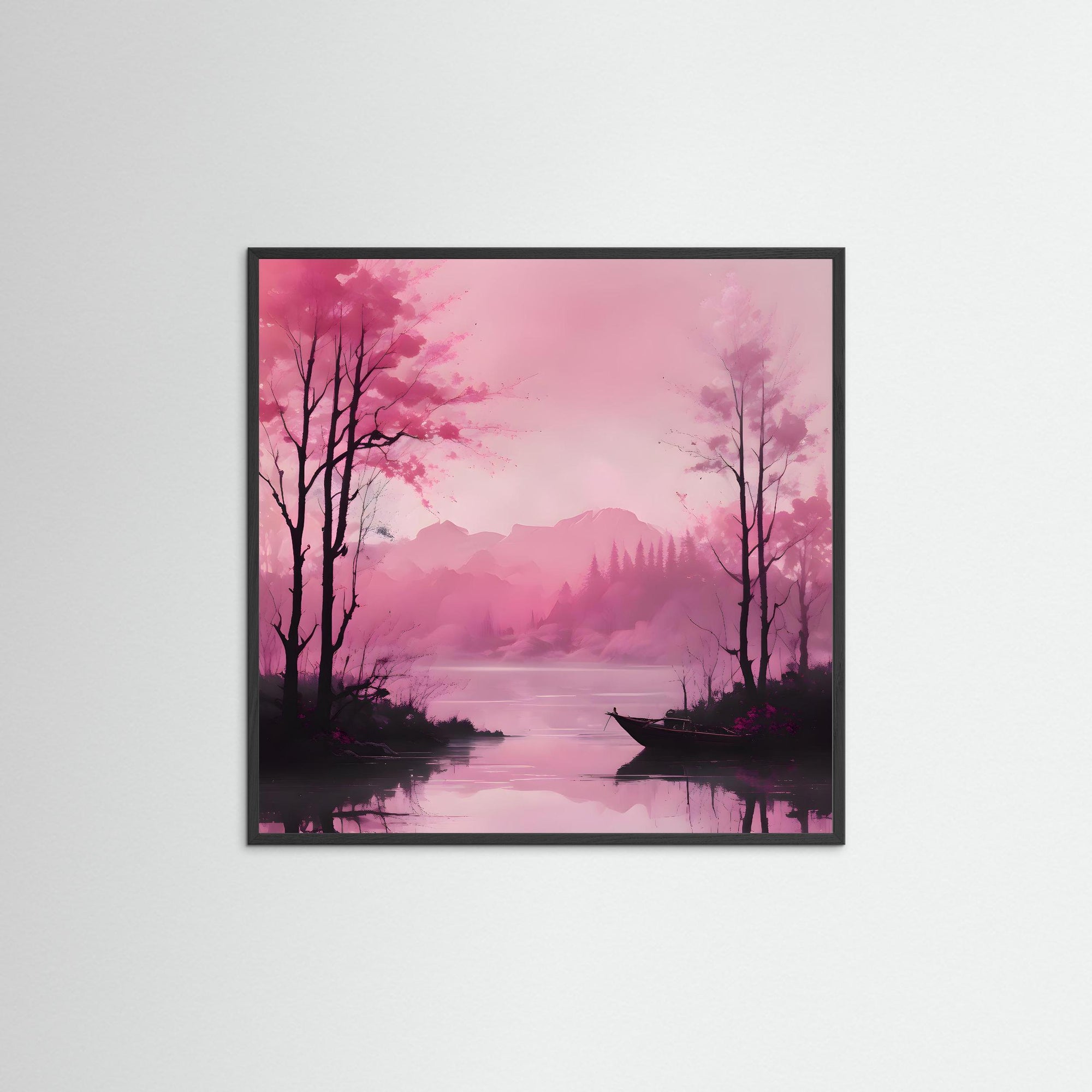 Whispers of Sakura als Kunstwerk mit schwarzem Echtholzrahmen