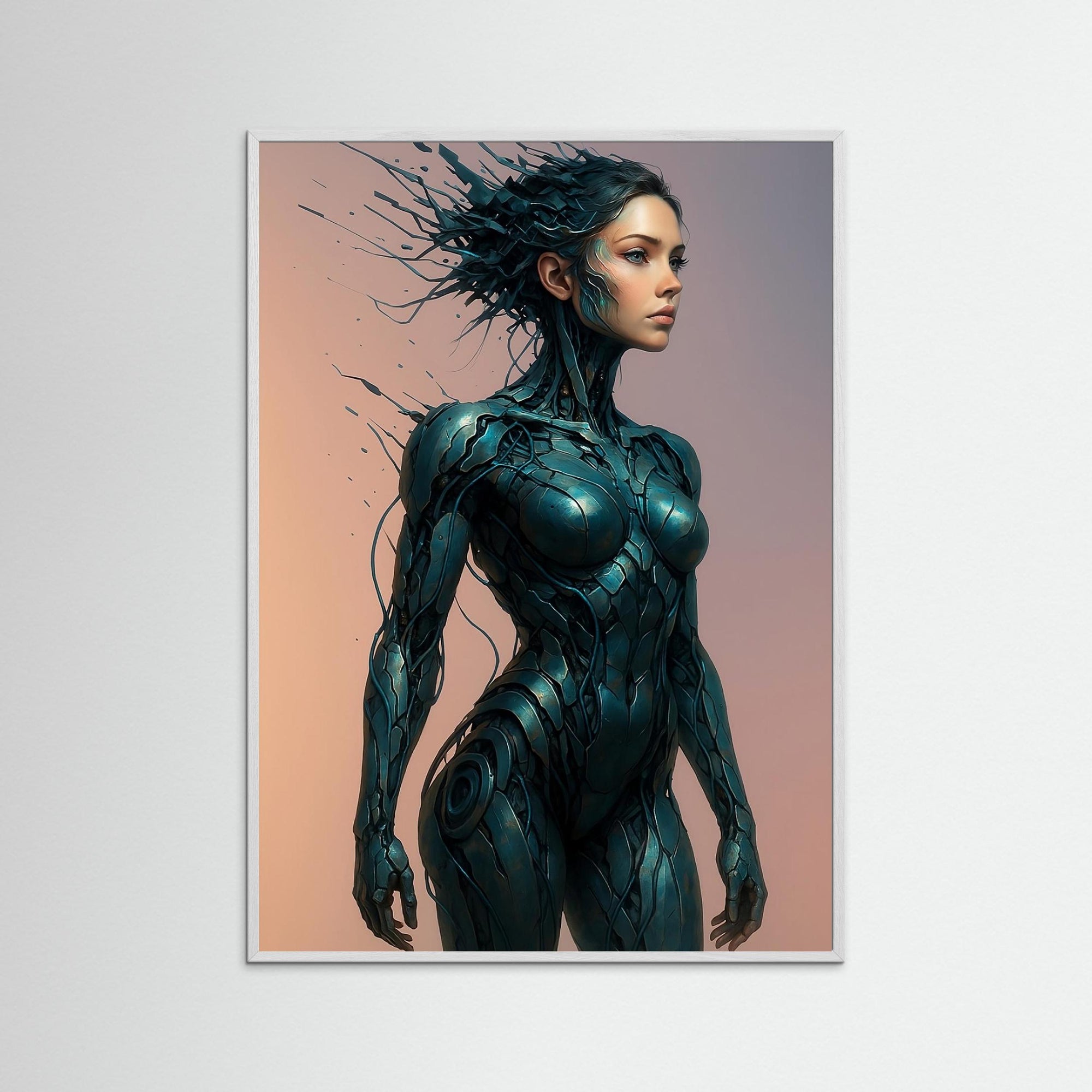 Wired Beauty als Kunstdruck mit weißem Echtholzrahmen