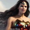 Porträt von Wonder Woman in kraftvoller Pose mit Lasso und Armbändern – KI-generiert, detailliert und voller Stärke und Entschlossenheit