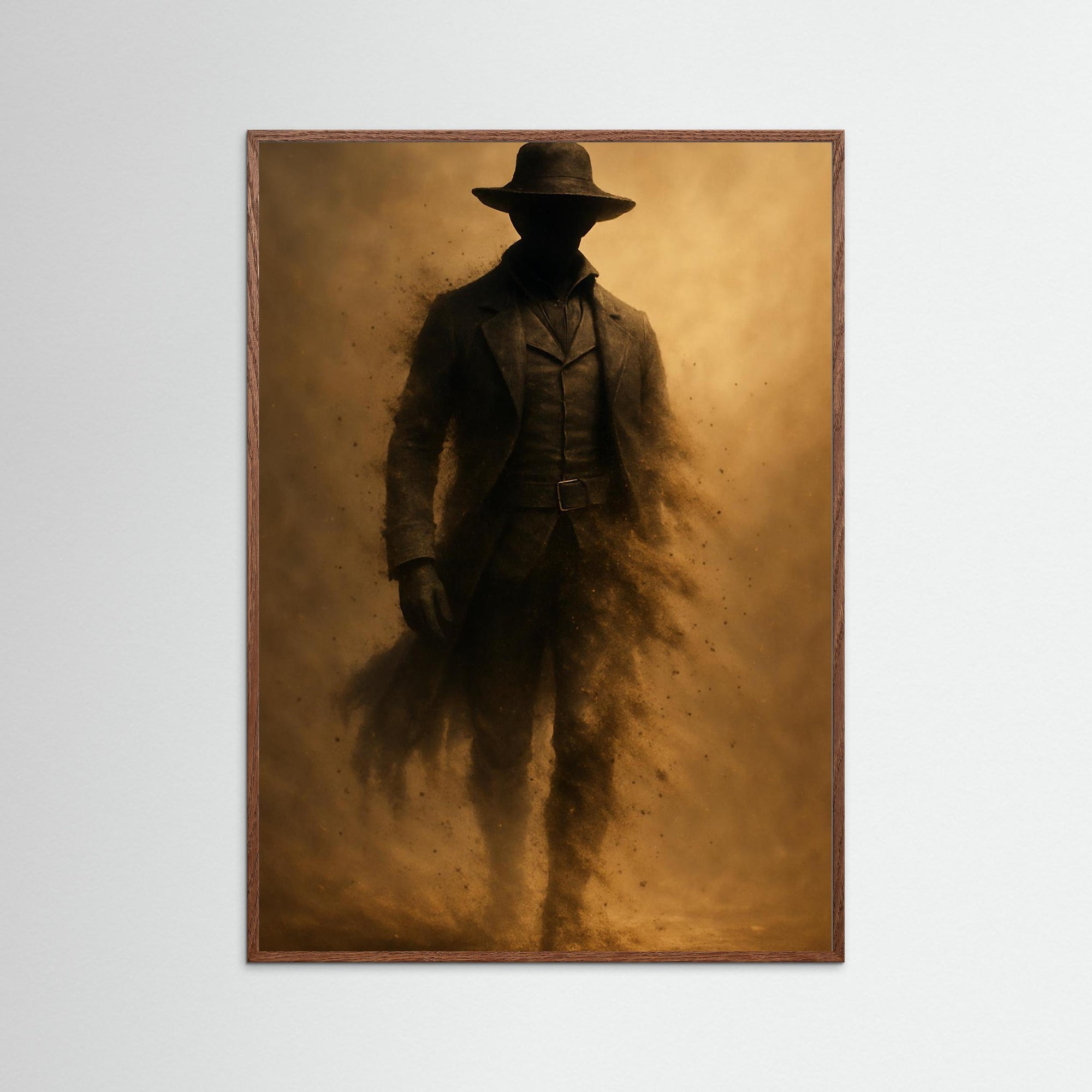 Wyatt Earp als Kunstmotiv mit Echtholzrahmen in Eiche Dunkel