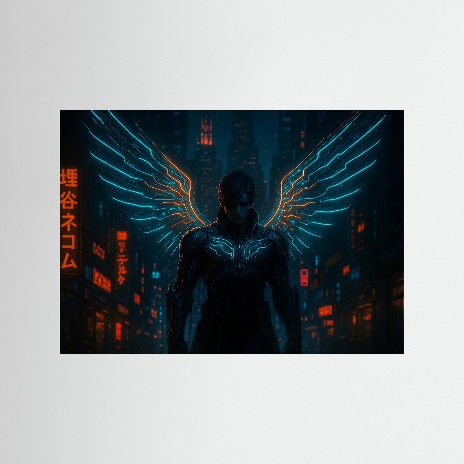 Cyberpunk Angel – AI Art (Print)